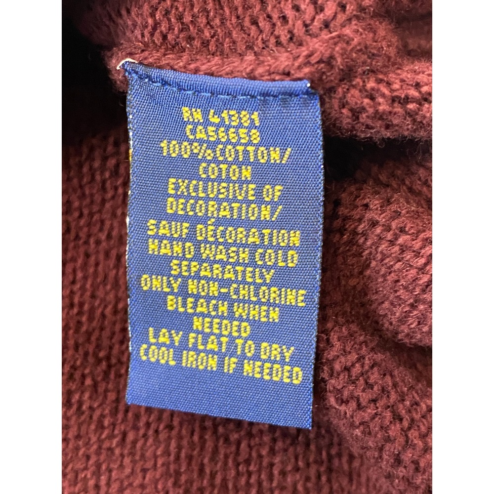 Polo Ralph Lauren Mens XL Burgundy Button Mock Neck Pullover Sweater Blue Pony - Picture 10 of 10